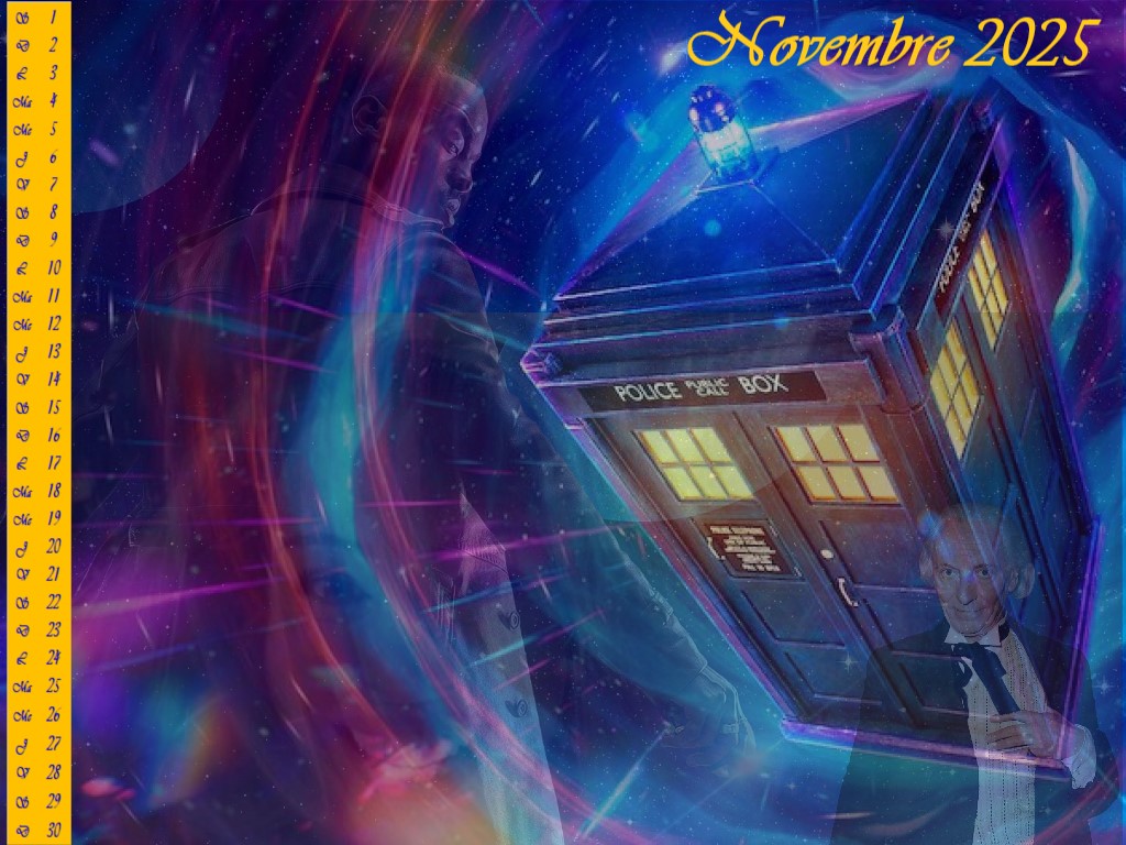 Calendrier Novembre 2025 : Mois Anniversaire avec le Tardis, le 1er Docteur, le dernier et le futur